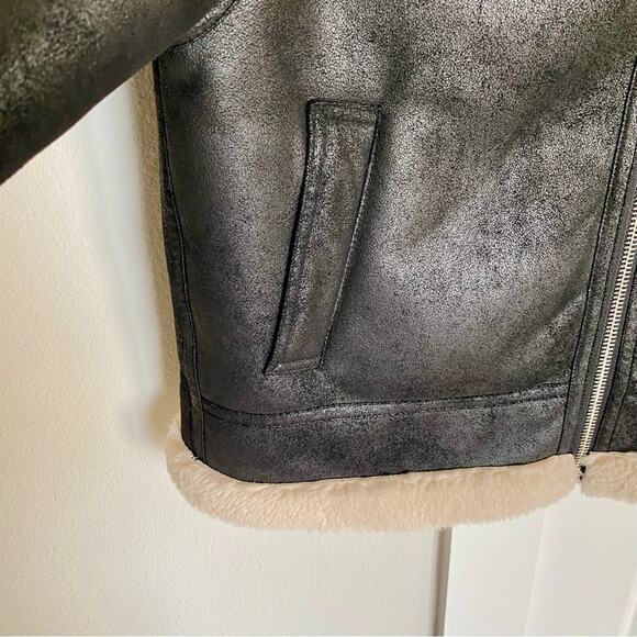 Mango MNG Faux Fur Shearling Collared Heritage Minimal Utility Full Zip Jacket - Picture 3 of 9